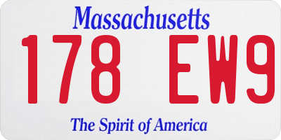 MA license plate 178EW9