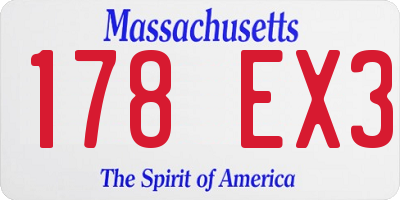 MA license plate 178EX3