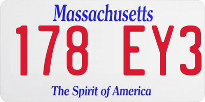 MA license plate 178EY3