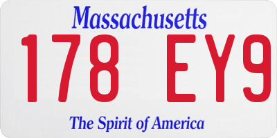 MA license plate 178EY9