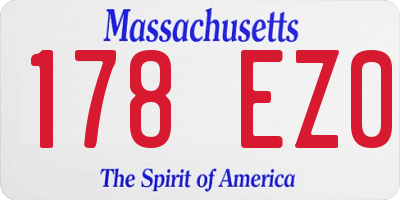 MA license plate 178EZ0