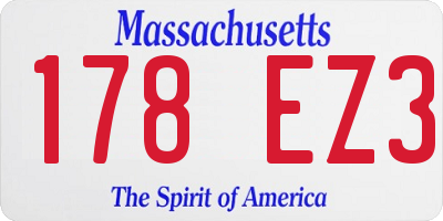 MA license plate 178EZ3