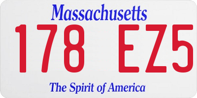 MA license plate 178EZ5