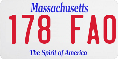 MA license plate 178FA0