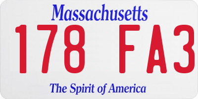 MA license plate 178FA3