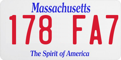 MA license plate 178FA7