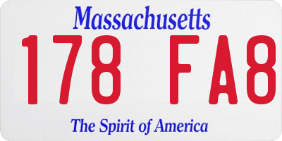 MA license plate 178FA8