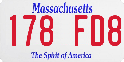 MA license plate 178FD8