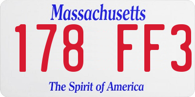 MA license plate 178FF3