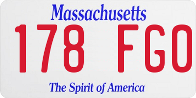 MA license plate 178FG0