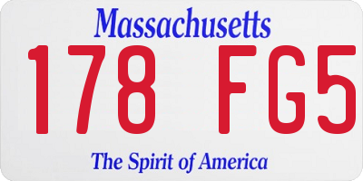 MA license plate 178FG5
