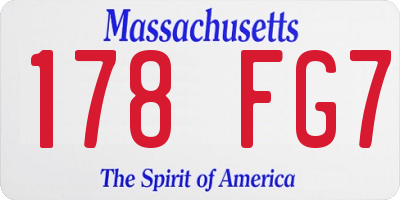 MA license plate 178FG7