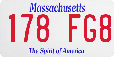 MA license plate 178FG8