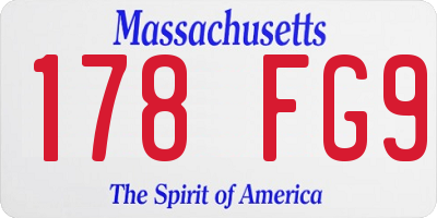 MA license plate 178FG9
