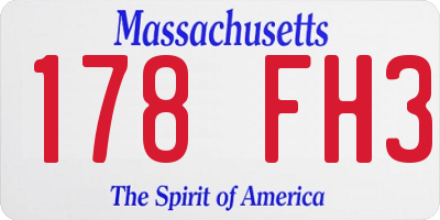 MA license plate 178FH3