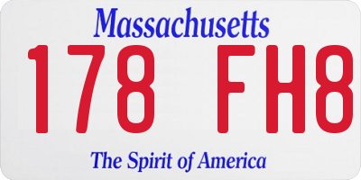 MA license plate 178FH8