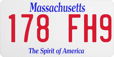 MA license plate 178FH9