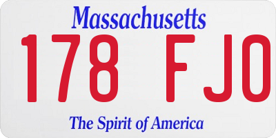 MA license plate 178FJ0