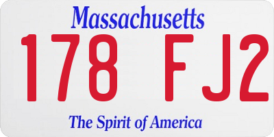 MA license plate 178FJ2