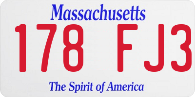 MA license plate 178FJ3