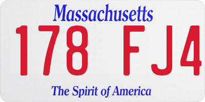 MA license plate 178FJ4
