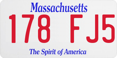 MA license plate 178FJ5