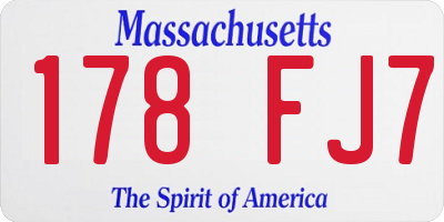 MA license plate 178FJ7