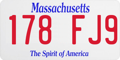 MA license plate 178FJ9