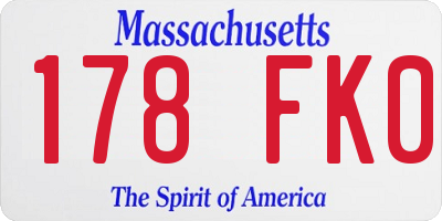 MA license plate 178FK0