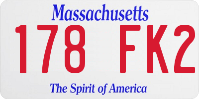 MA license plate 178FK2