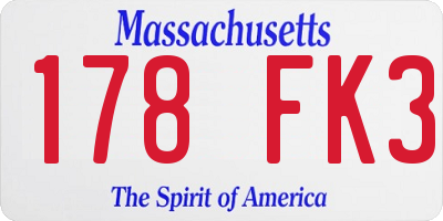MA license plate 178FK3