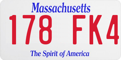 MA license plate 178FK4