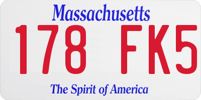 MA license plate 178FK5