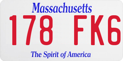 MA license plate 178FK6