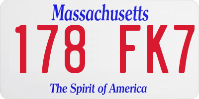 MA license plate 178FK7