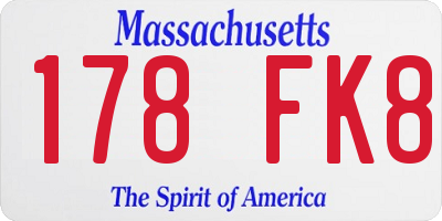 MA license plate 178FK8
