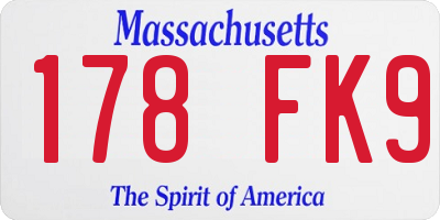 MA license plate 178FK9