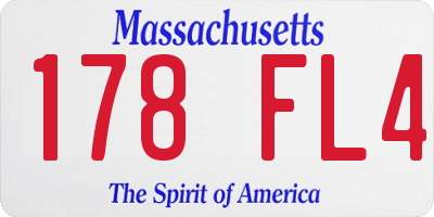 MA license plate 178FL4