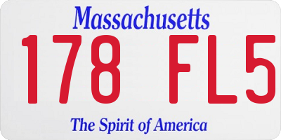 MA license plate 178FL5