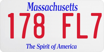 MA license plate 178FL7