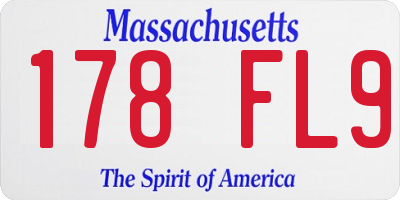MA license plate 178FL9
