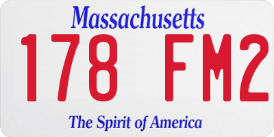 MA license plate 178FM2
