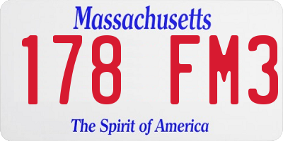 MA license plate 178FM3