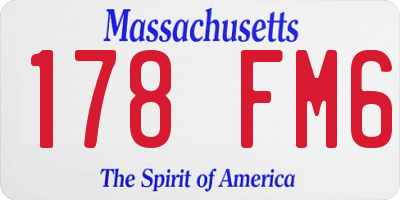 MA license plate 178FM6