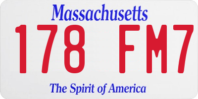 MA license plate 178FM7