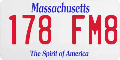 MA license plate 178FM8