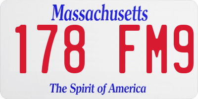 MA license plate 178FM9