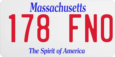 MA license plate 178FN0