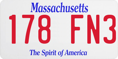 MA license plate 178FN3