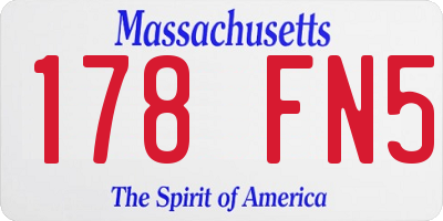 MA license plate 178FN5